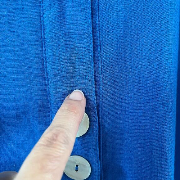 Fridaze Women's Royal Blue 100% Linen Button Front Top Size S - Picture 7 of 10